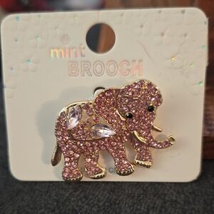 Mint Sparkling Pink Elephant Brooch